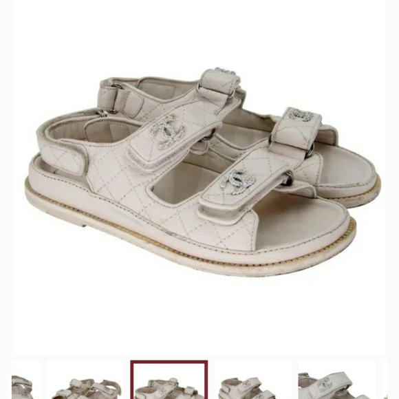 Chanel knitted suede leather genuine velcro dad sandals - Picture 1 of 1
